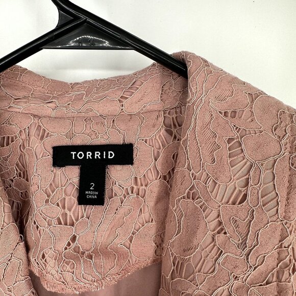 Torrid‎ Pink Lace Trench Coat Size 2XL - Picture 3 of 5